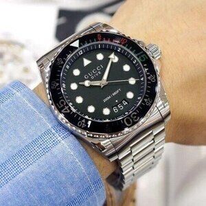 Gucci Dive XL Black Dial Stainless Steel Men's Watch 45mm